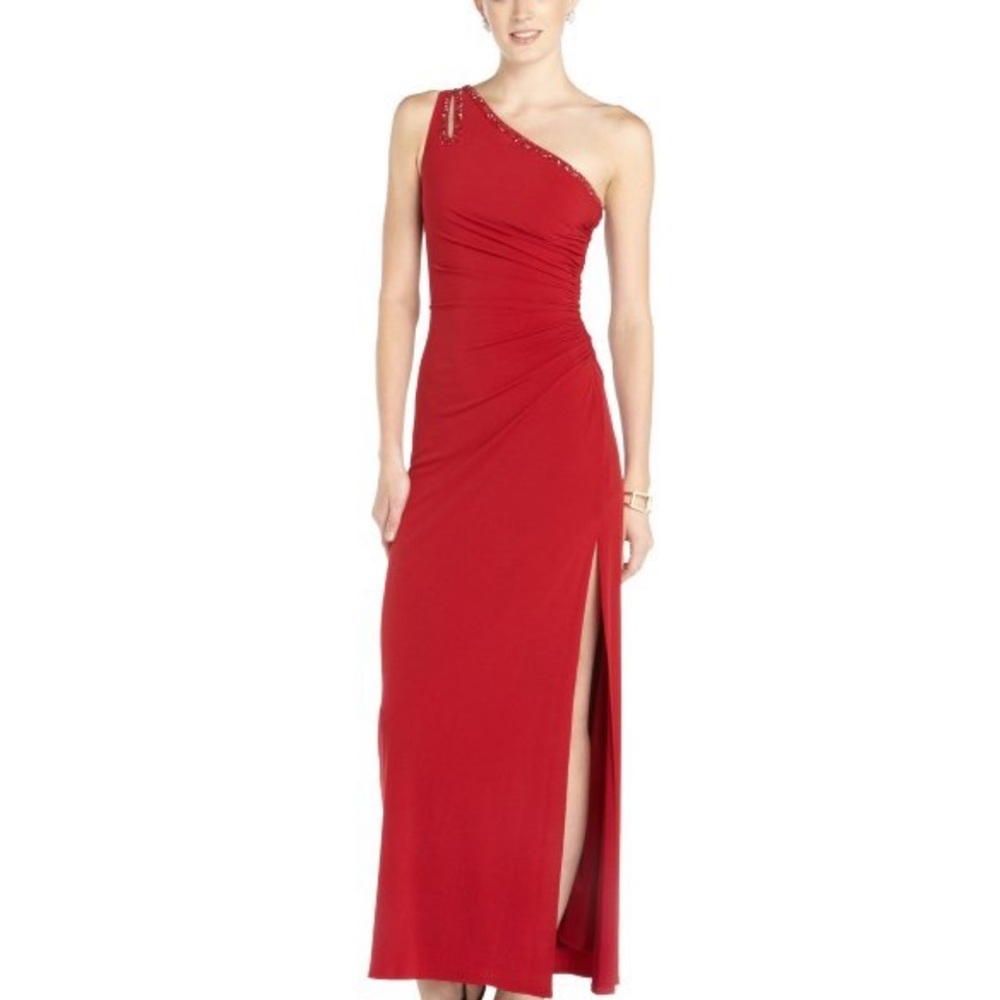 Laundry By Shelli Segal One-Shoulder Burgundy Dress deep red almost wine color